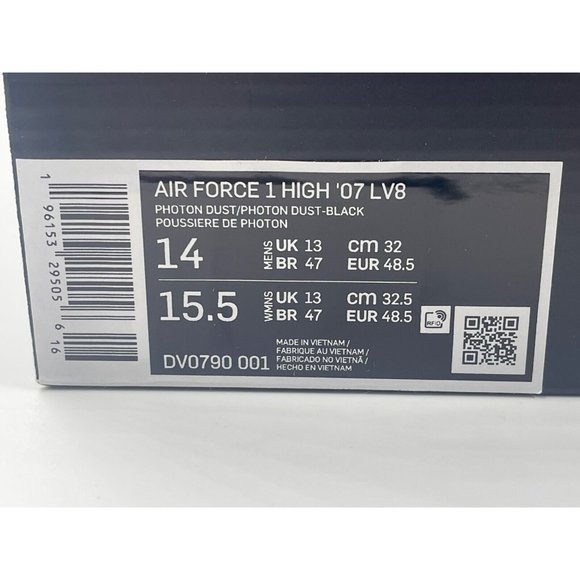 NIKE AIR FORCE 1 HIGH 07 LV8 PHOTON DUST GREY-BLACK SZ 14 [DV0790-001] - Picture 6 of 6